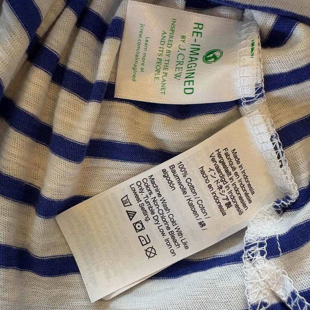 J Crew Vintage Cotton Scoopneck Tank in Stripe White Blue Size Medium - Picture 6 of 9